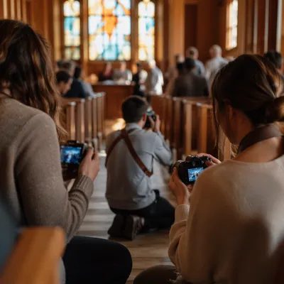 Church Photography Team in Warm Sanctuary