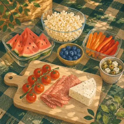 Sunny Church Picnic Food Spread