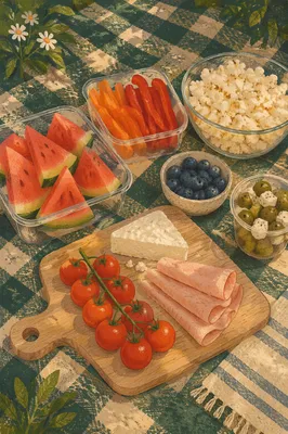Sunny Church Picnic Potluck in Park