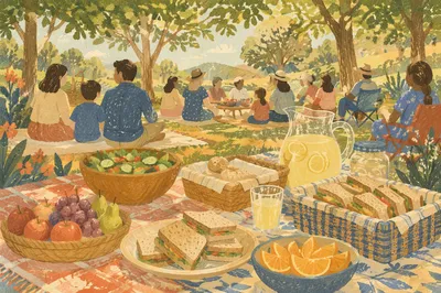 Outdoor Church Picnic in Spring Park