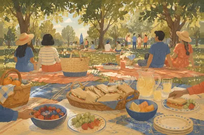 Spring Church Picnic in Leafy Park