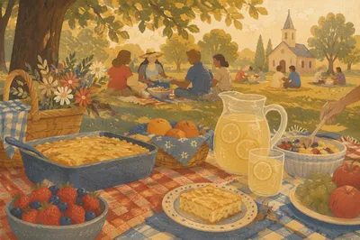 Warm Church Picnic Fellowship in Park