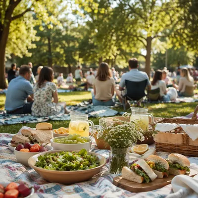 Spring Church Picnic in Neighborhood Park