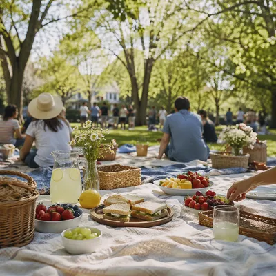 Spring Church Picnic in Neighborhood Park