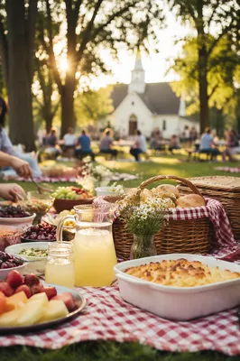 Golden Hour Church Picnic in Park