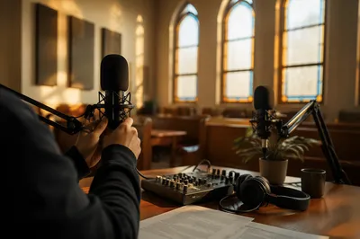 Church Podcast Studio Microphone Setup