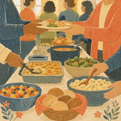 Warm Church Potluck Fellowship Dinner
