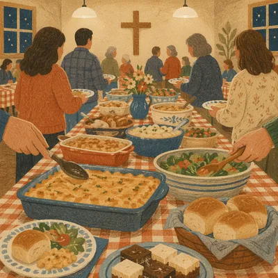 Warm Church Potluck Fellowship Dinner