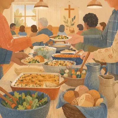 Warm Church Potluck Fellowship Dinner