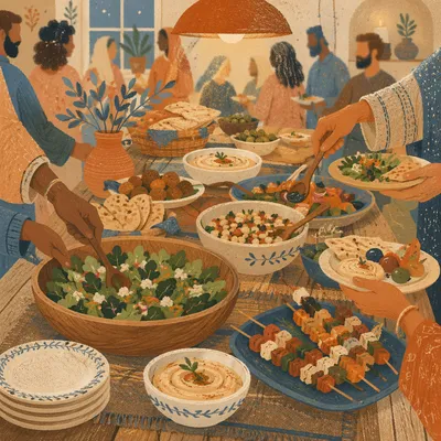 Warm Church Potluck Fellowship Dinner