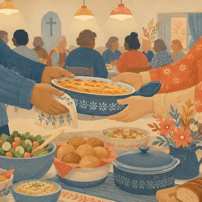 Warm Church Potluck Fellowship Dinner