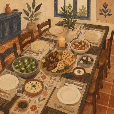 Welcoming Church Potluck Fellowship Table