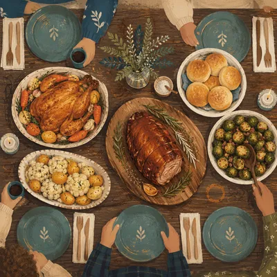 Church Potluck Fellowship Dinner Table