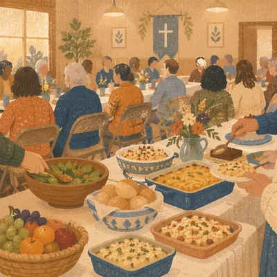 Warm Church Potluck Fellowship Dinner