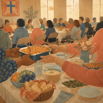 Warm Church Potluck Dinner Fellowship