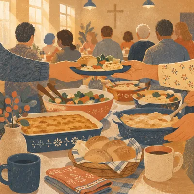 Warm Church Potluck Fellowship Dinner