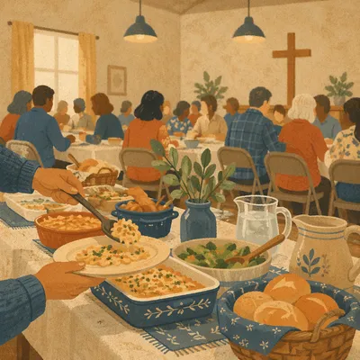 Warm Church Potluck Fellowship Dinner