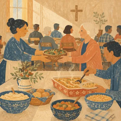 Warm Church Potluck Fellowship Dinner