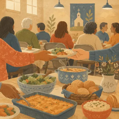 Warm Church Potluck Fellowship Dinner