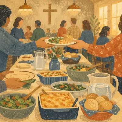 Warm Church Potluck Fellowship Dinner