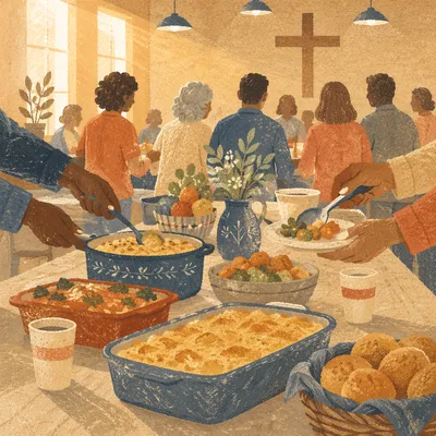 Warm Church Potluck Fellowship Dinner