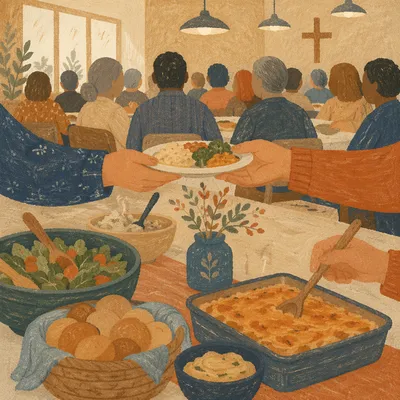 Warm Church Potluck Fellowship Dinner