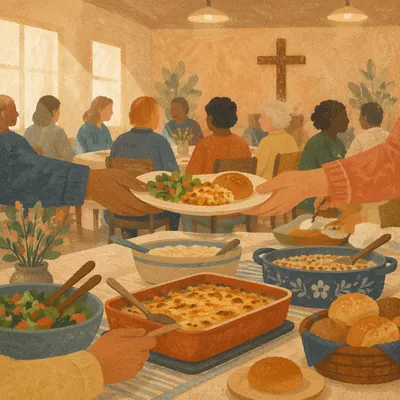 Warm Church Potluck Fellowship Dinner