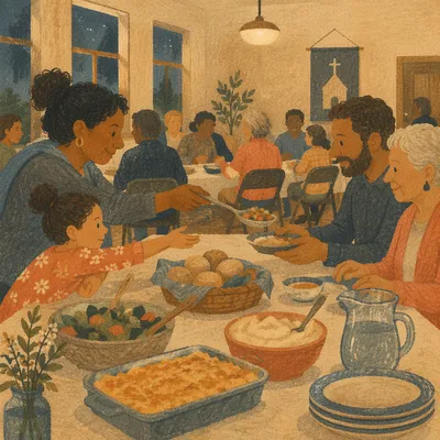 Warm Church Potluck Dinner Fellowship