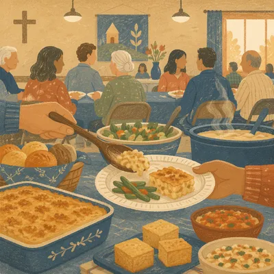 Warm Church Potluck Dinner Fellowship