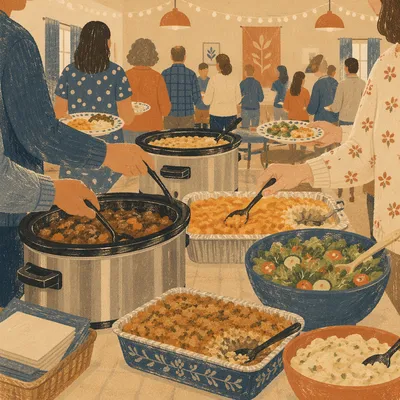 Warm Church Potluck Dinner Fellowship