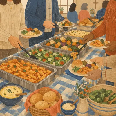 Warm Church Potluck Fellowship Dinner