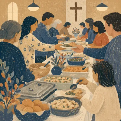 Warm Church Potluck Fellowship Dinner