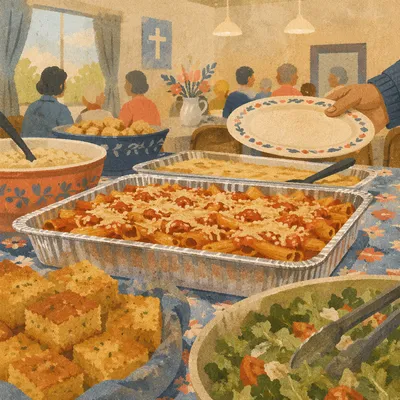 Church Potluck Fellowship Dinner Table