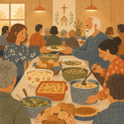Warm Church Potluck Fellowship Dinner