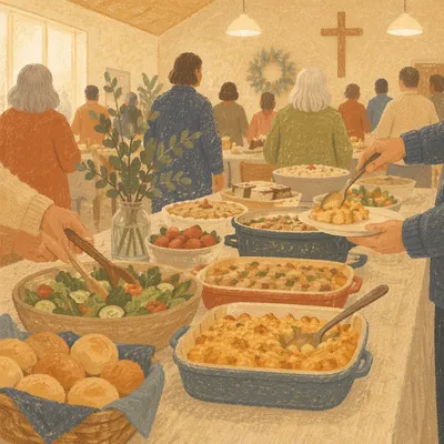 Warm Church Potluck Fellowship Dinner
