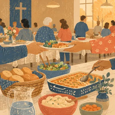 Warm Church Potluck Fellowship Dinner