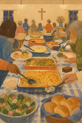 Warm Church Potluck Fellowship Dinner