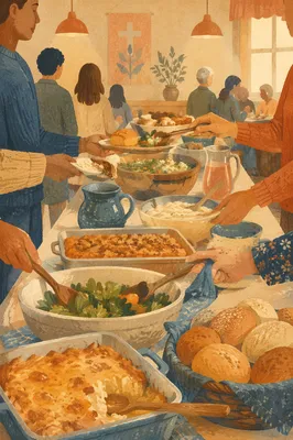 Warm Church Potluck Fellowship Dinner
