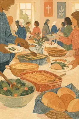 Warm Church Potluck Fellowship Dinner