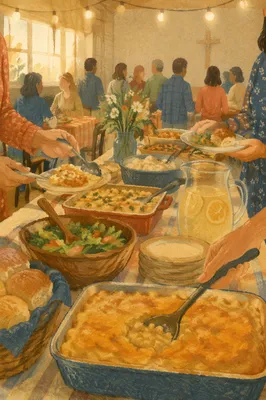Warm Church Potluck Fellowship Dinner