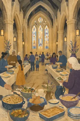 Church Potluck Fellowship in Historic Stone Hall