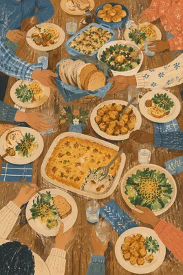 Church Potluck Fellowship Dinner Table