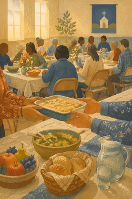Warm Church Potluck Fellowship Dinner