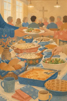 Warm Church Potluck Fellowship Dinner