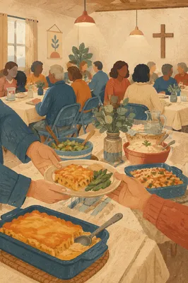 Warm Church Potluck Fellowship Dinner
