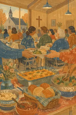 Warm Church Potluck Fellowship Dinner