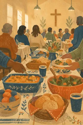 Warm Church Potluck Fellowship Dinner