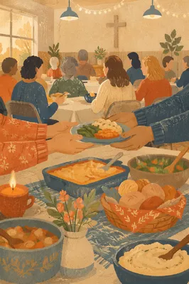 Warm Church Potluck Fellowship Dinner