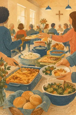 Warm Church Potluck Fellowship Dinner