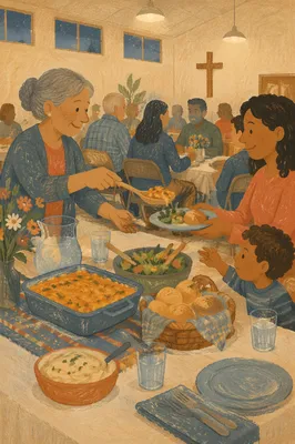 Warm Church Potluck Fellowship Dinner